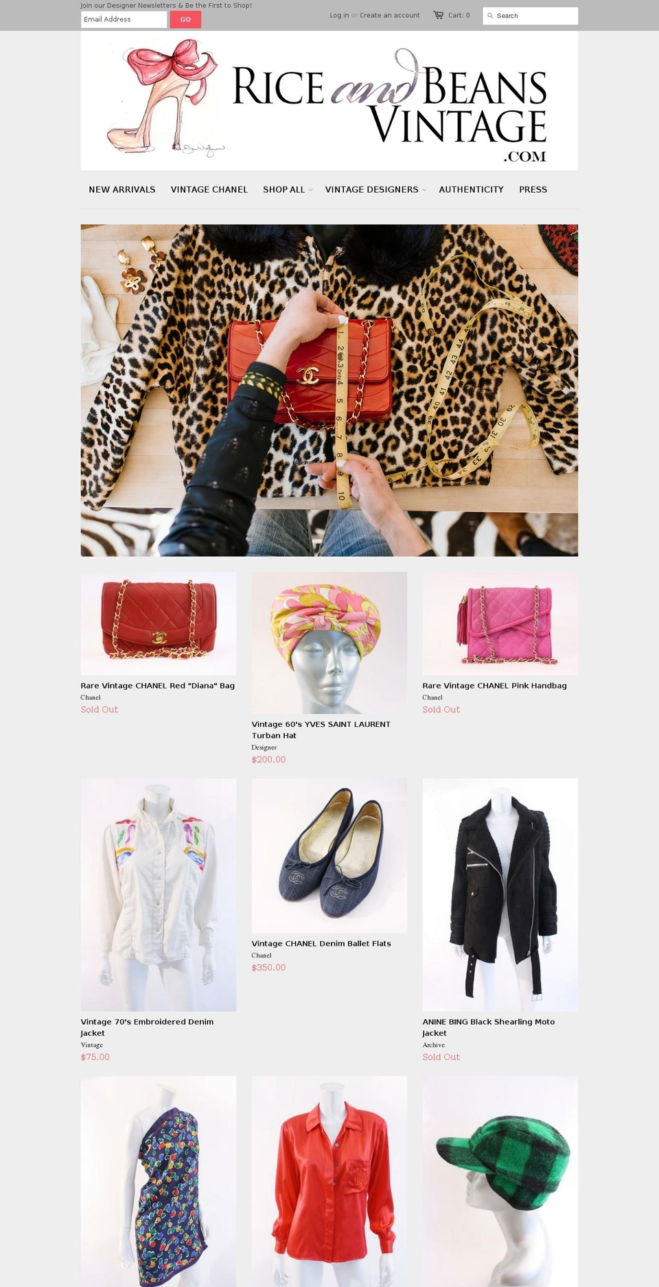 riceandbeansvintage.biz shopify website screenshot