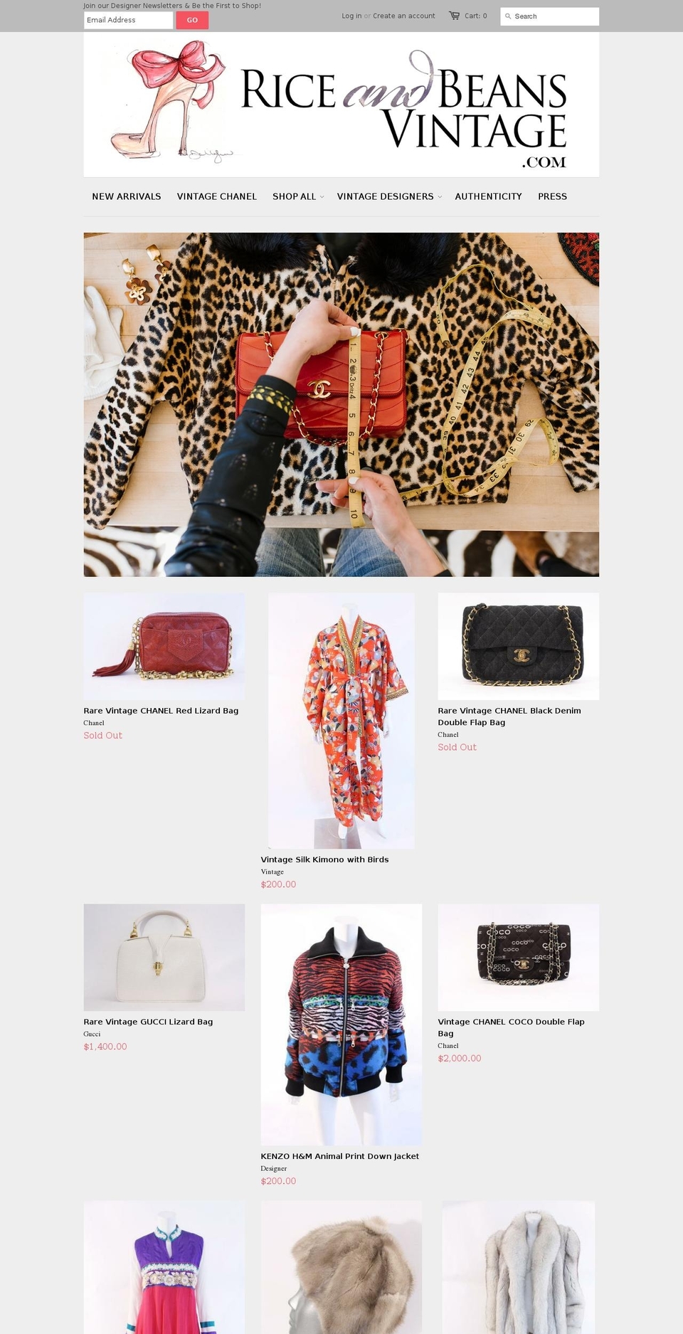 riceandbeansvintage.com shopify website screenshot