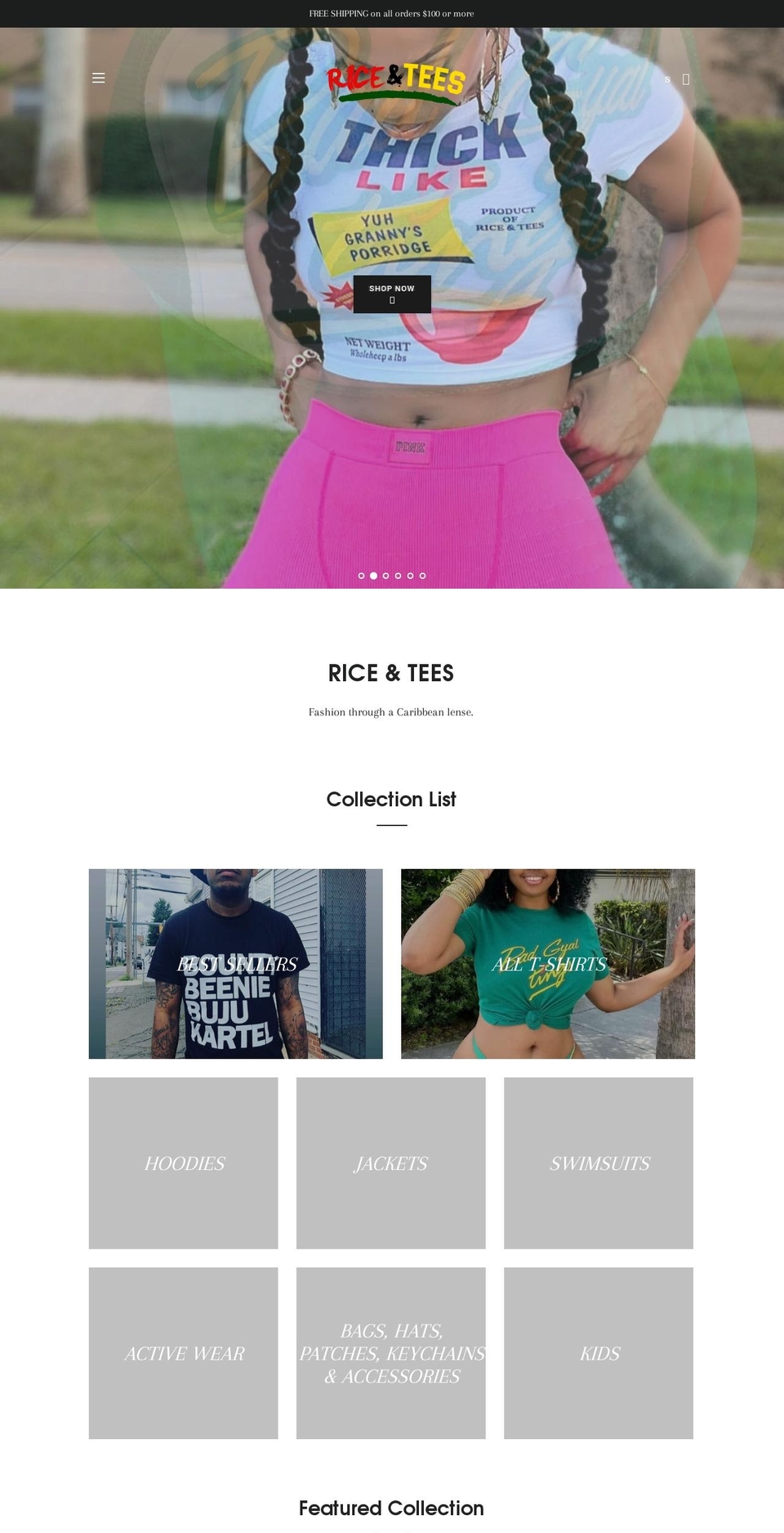 riceandtees.com — Shopify storefront screenshot