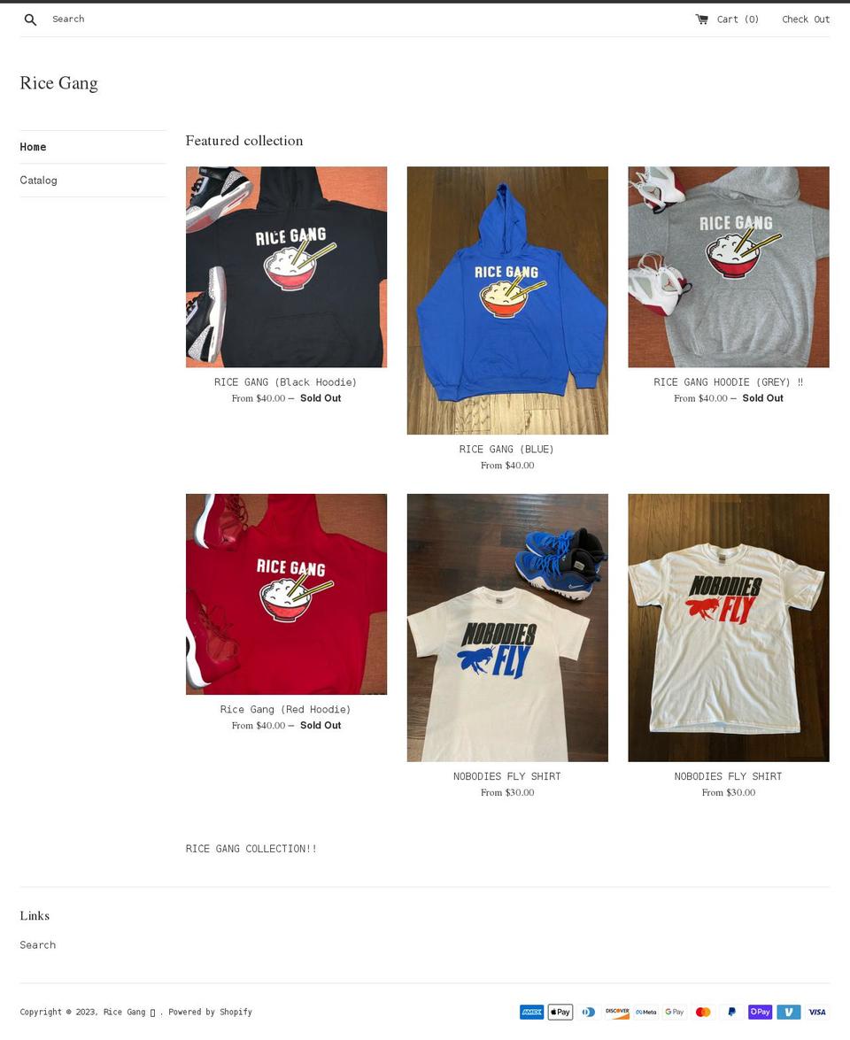 ricegangclothing.com shopify website screenshot