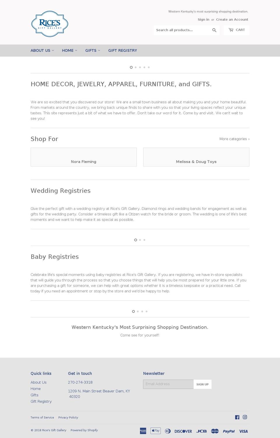 ricesgifts.com — Shopify storefront screenshot