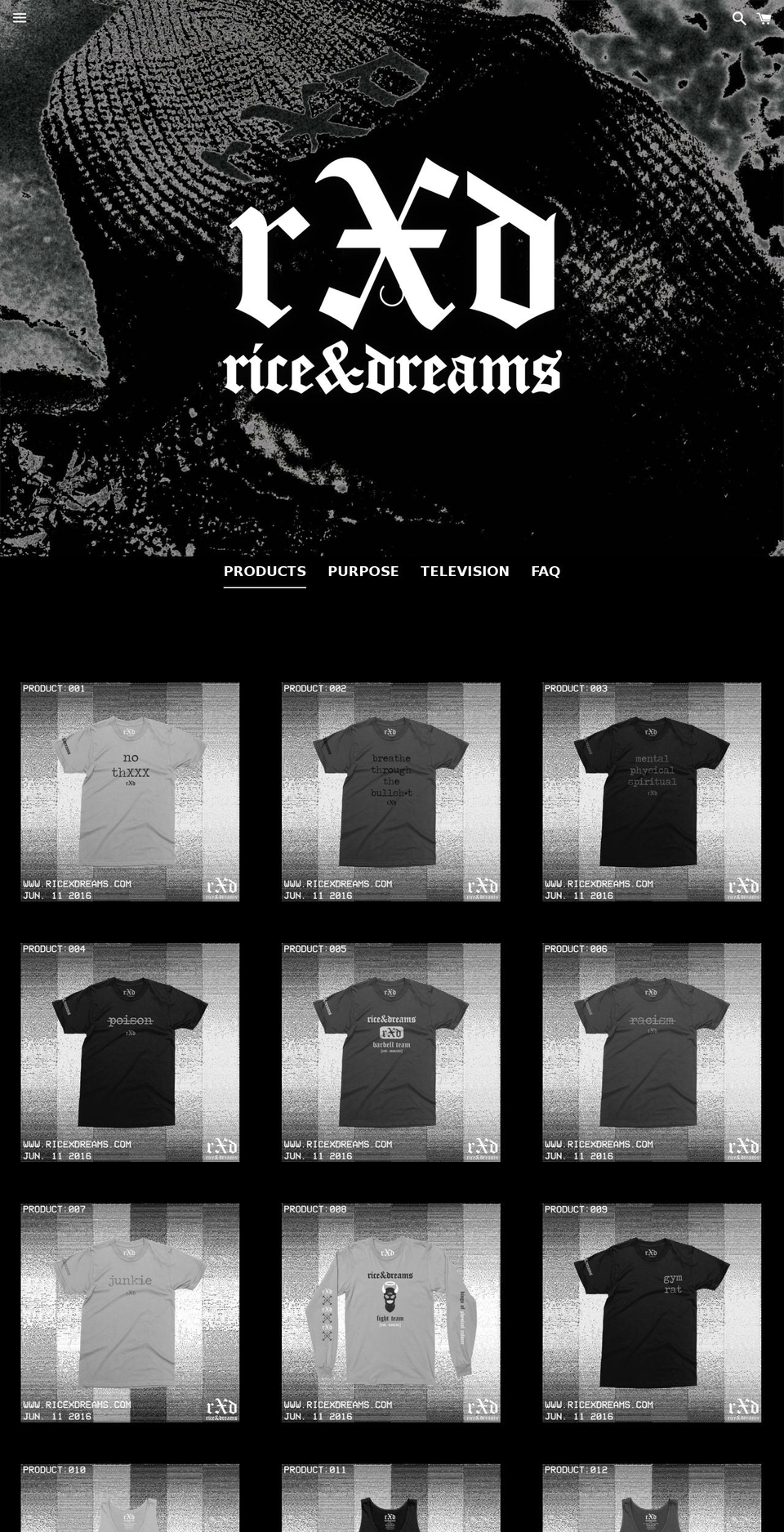 ricexdreams.com — Shopify storefront screenshot