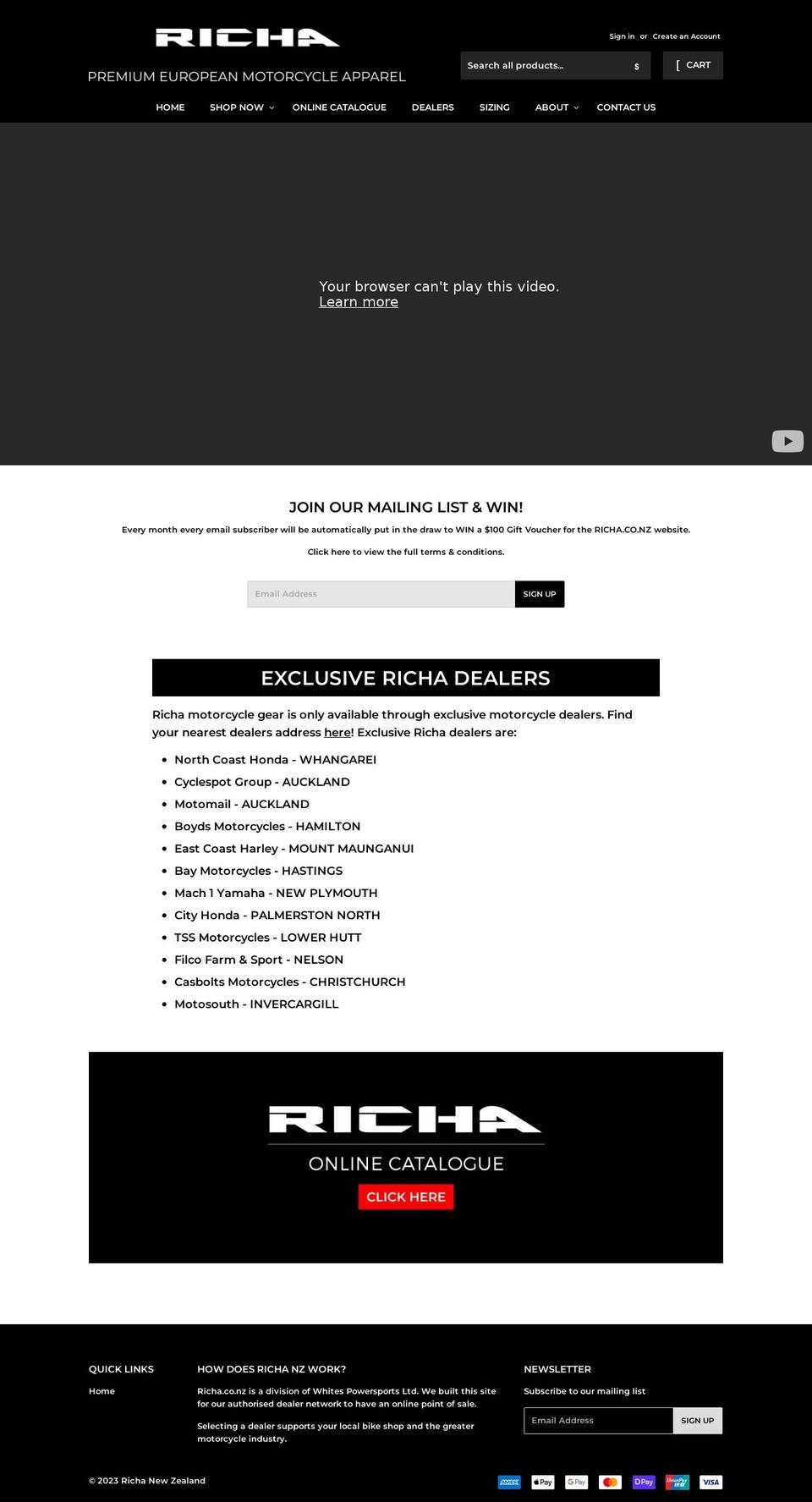 richa.co.nz shopify website screenshot