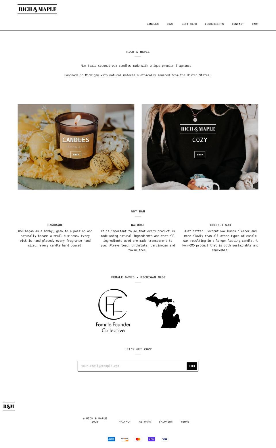richandmaple.com shopify website screenshot