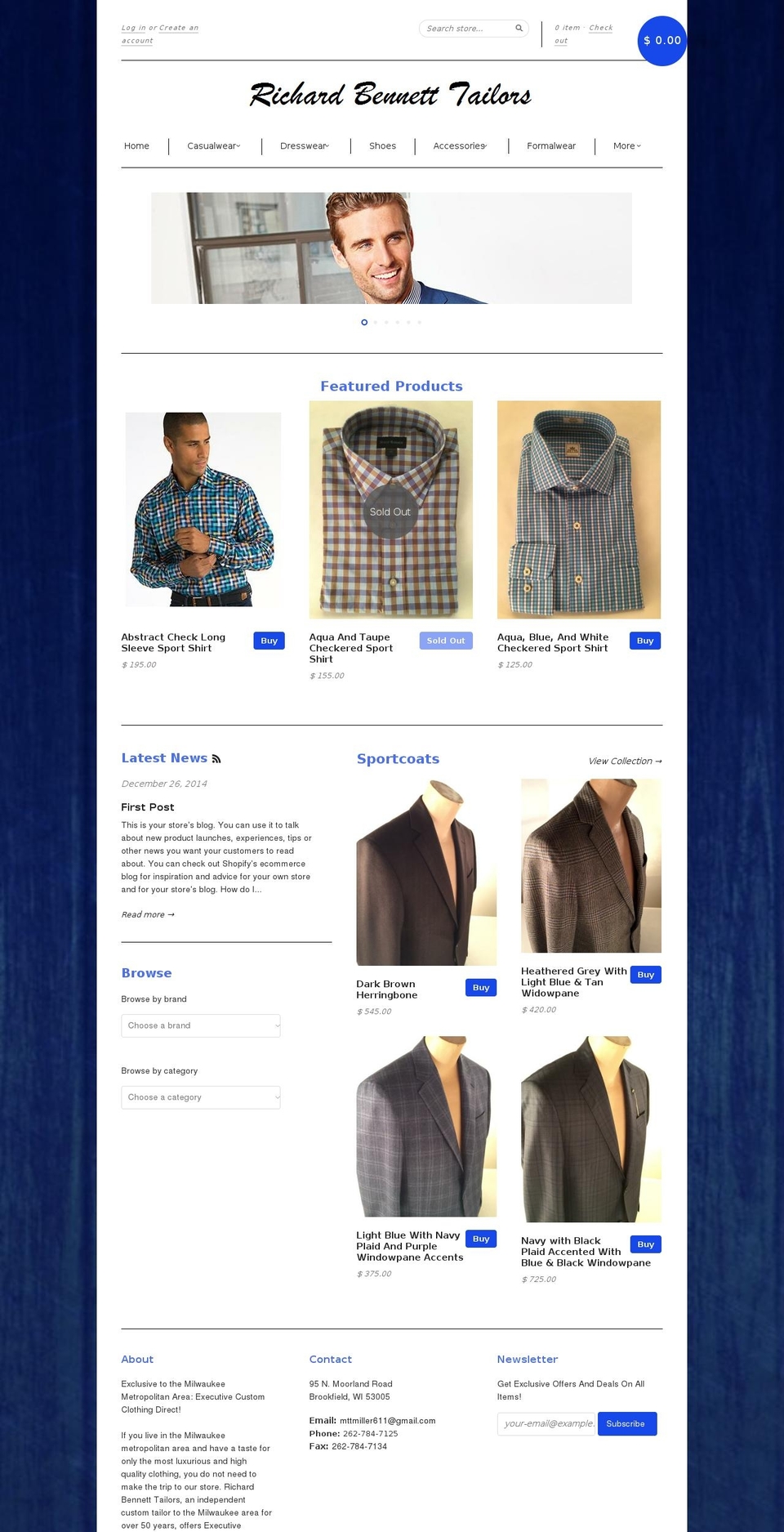 richard-bennett-tailors.myshopify.com shopify website screenshot