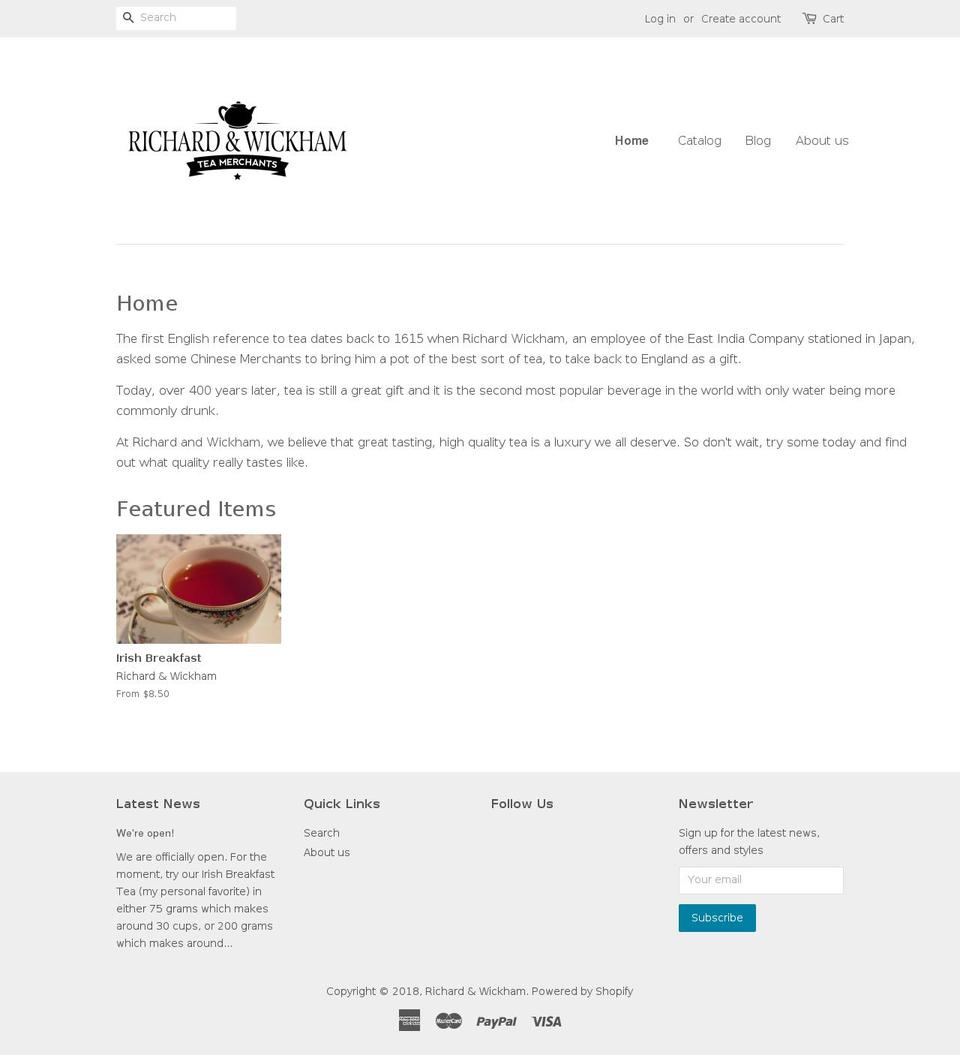 richardandwickham.com — Shopify storefront screenshot