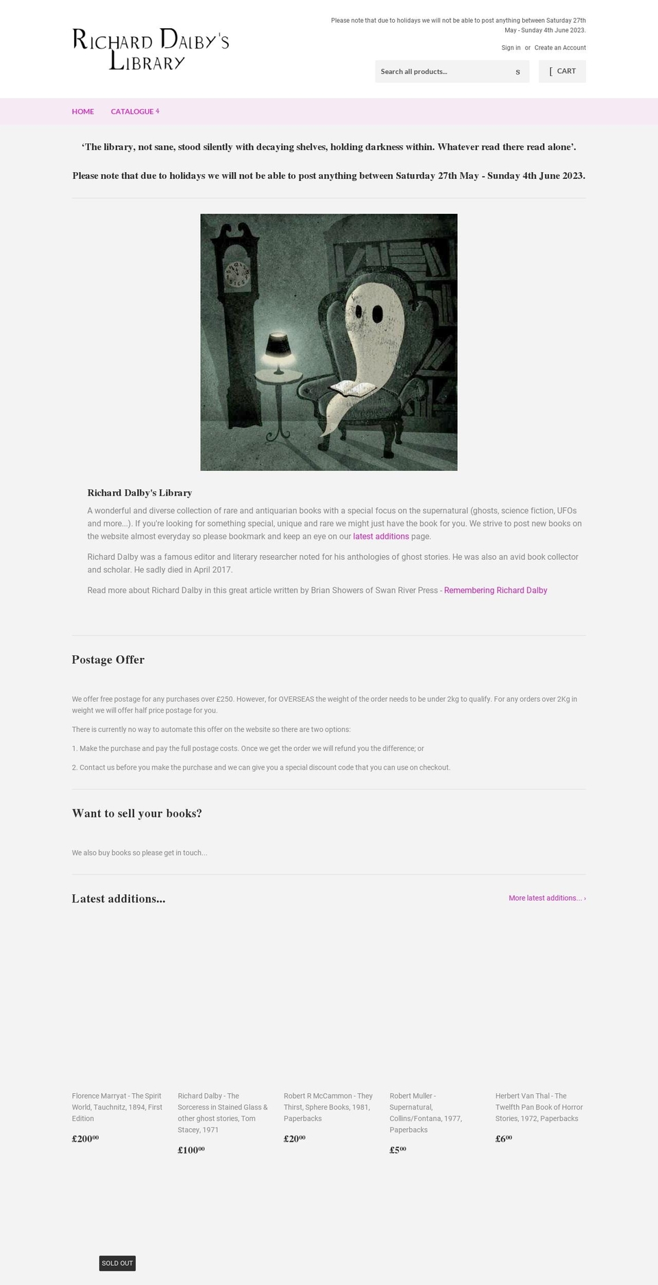 richarddalbyslibrary.com — Shopify storefront screenshot