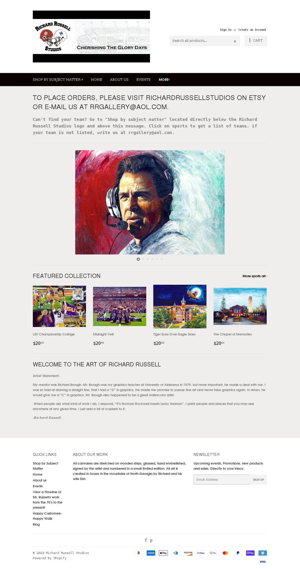 richardrussellstudios.com shopify website screenshot