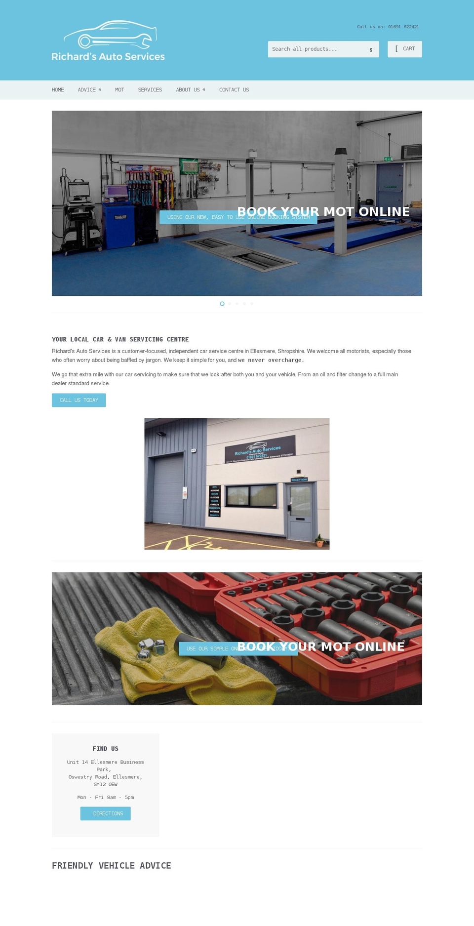 richardsautoservices.co.uk shopify website screenshot