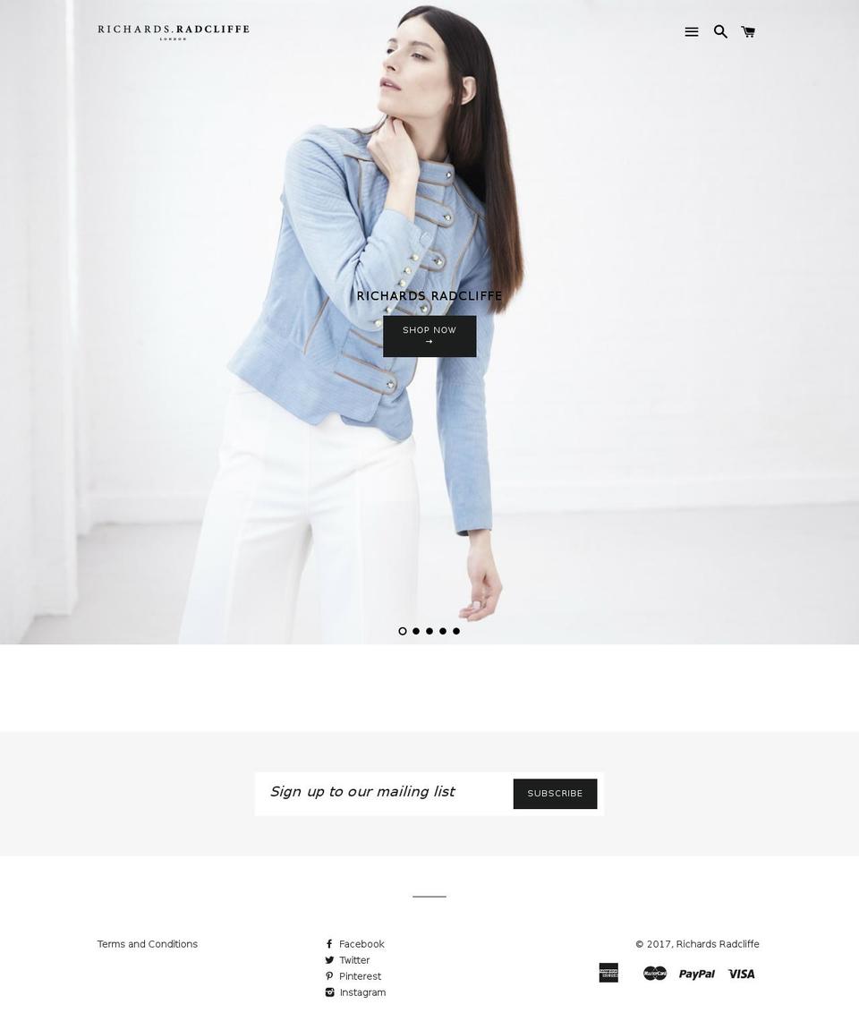 richardsradcliffe.com shopify website screenshot