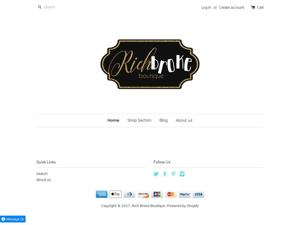 richbrokeboutique.com shopify website screenshot