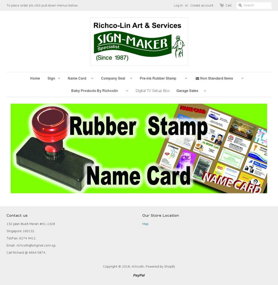 richcolin.com — Shopify storefront screenshot