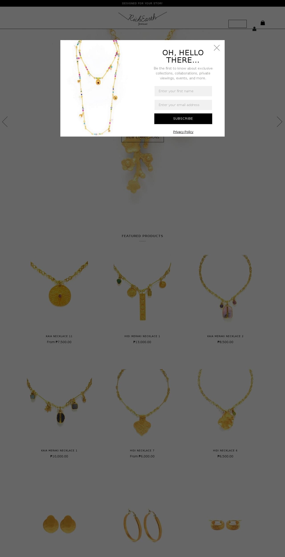 richearthjewelry.com shopify website screenshot