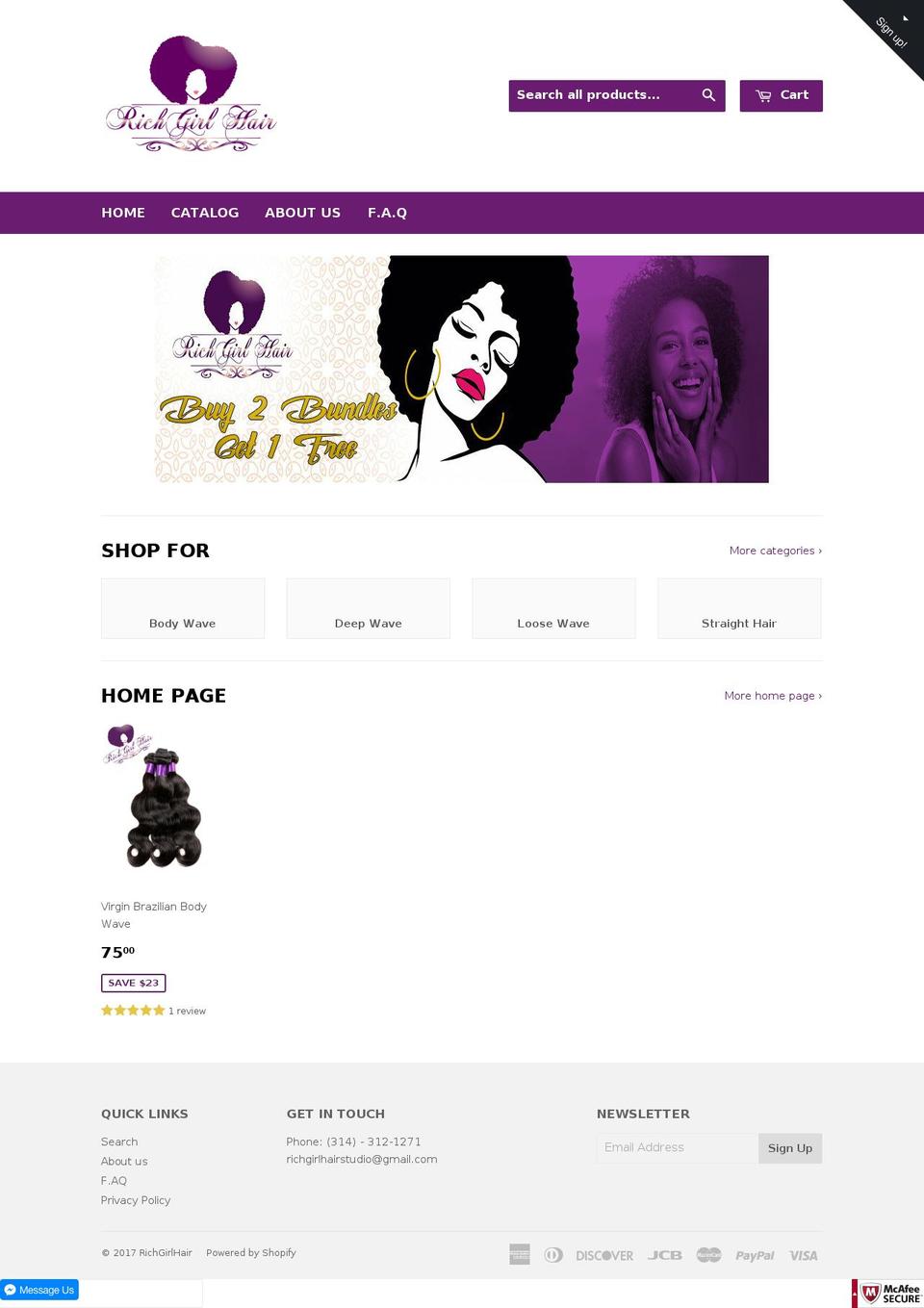 richgirlhair.net shopify website screenshot