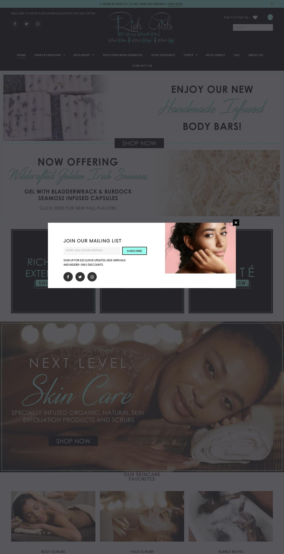 richgirlsbundlebar.com shopify website screenshot
