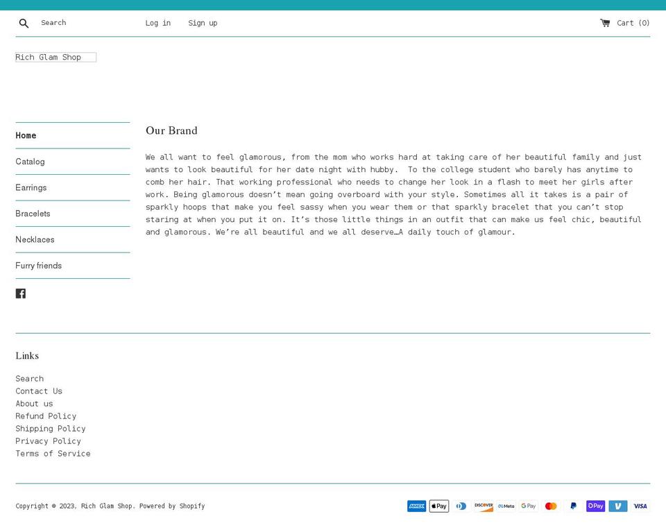 richglamshop.com shopify website screenshot