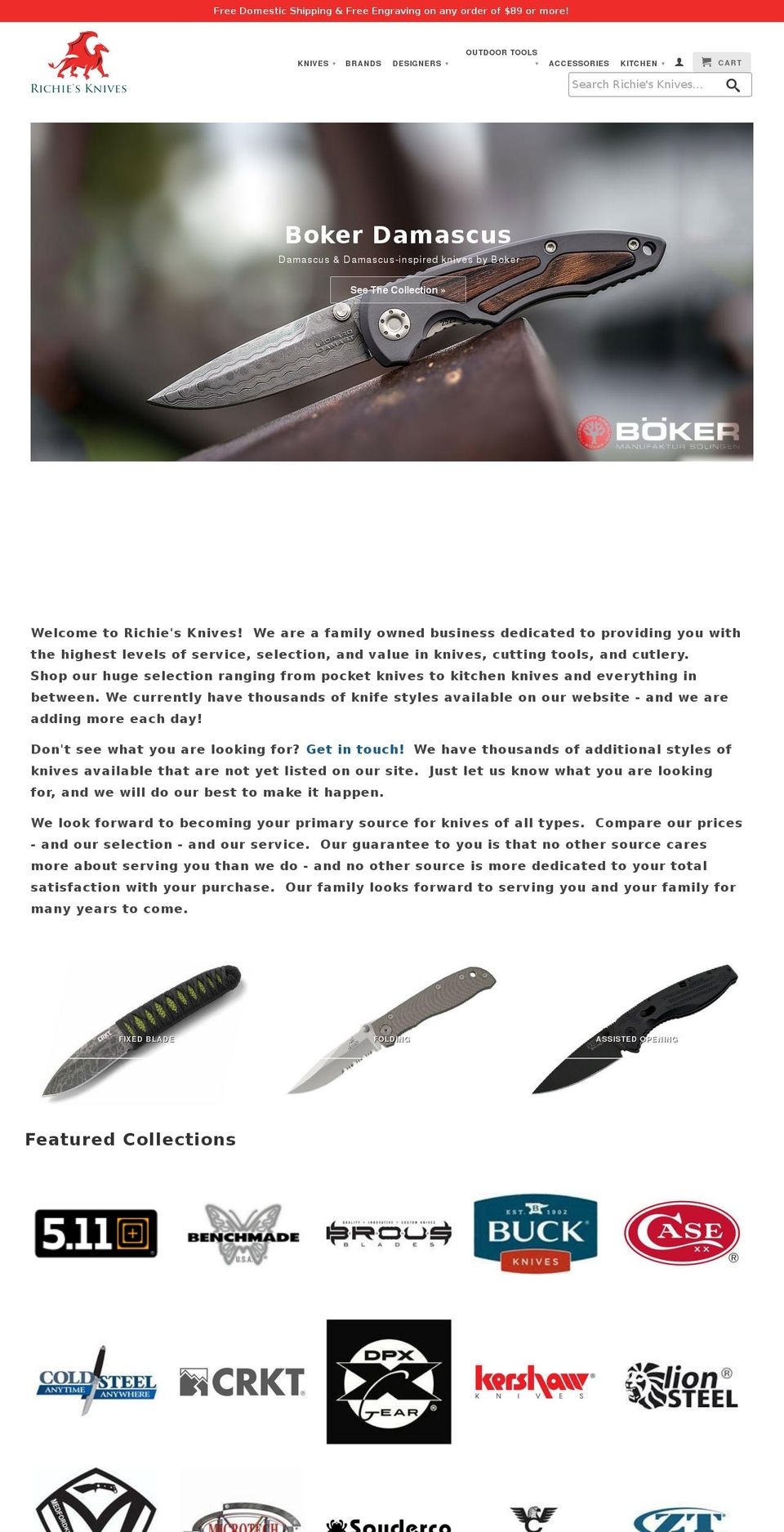 richiesknives.com shopify website screenshot