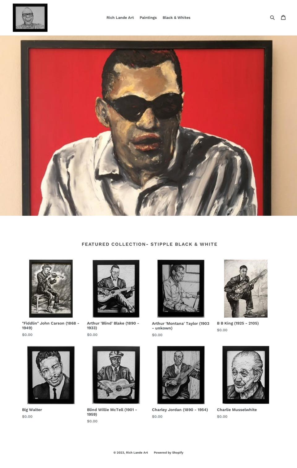 richlandeart.com shopify website screenshot