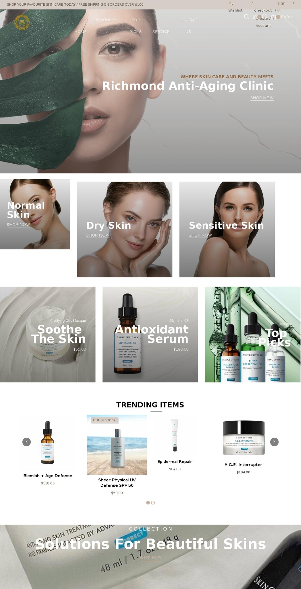 richmond-anti-aging-clinic.myshopify.com shopify website screenshot