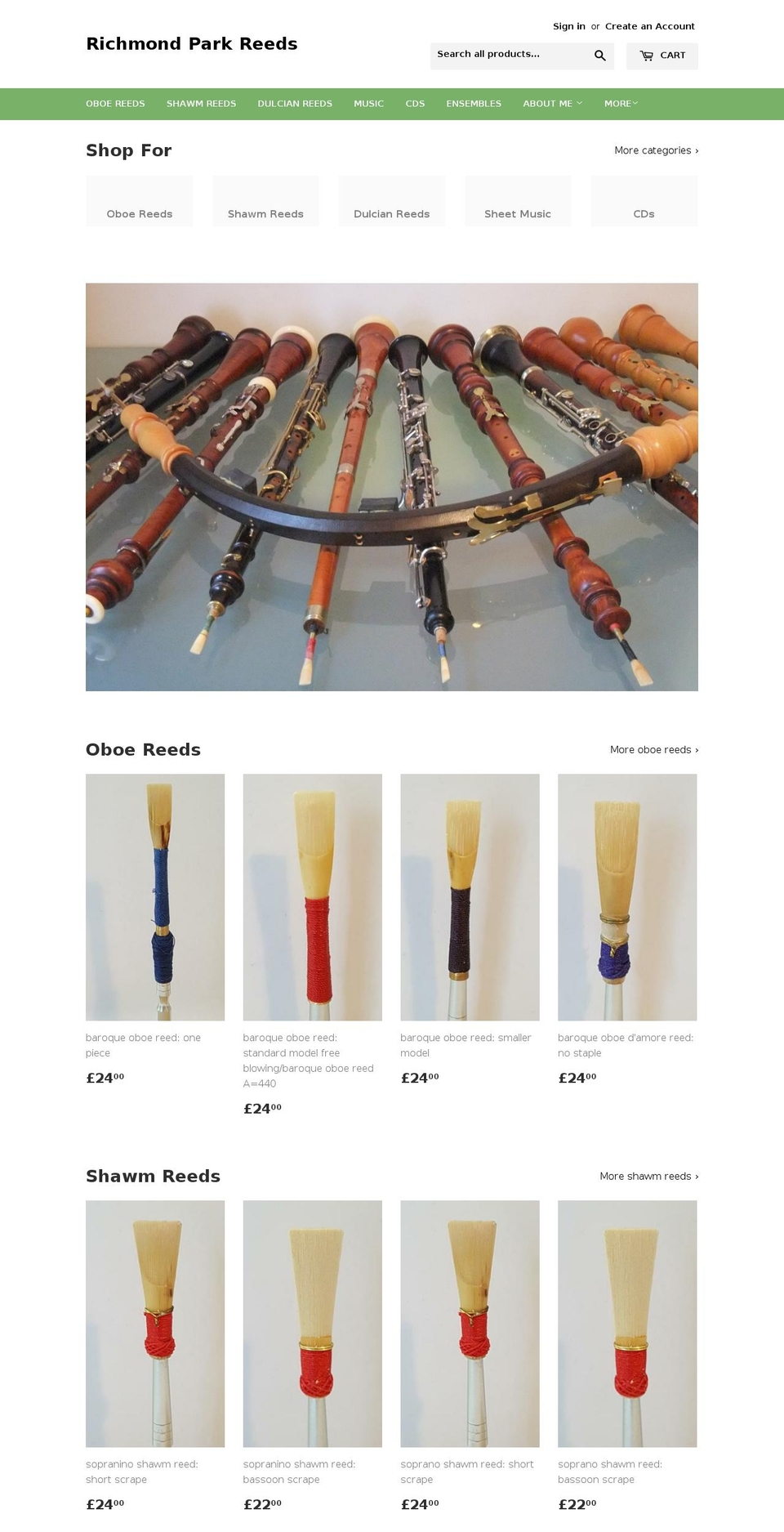 richmond-park-reeds.com shopify website screenshot