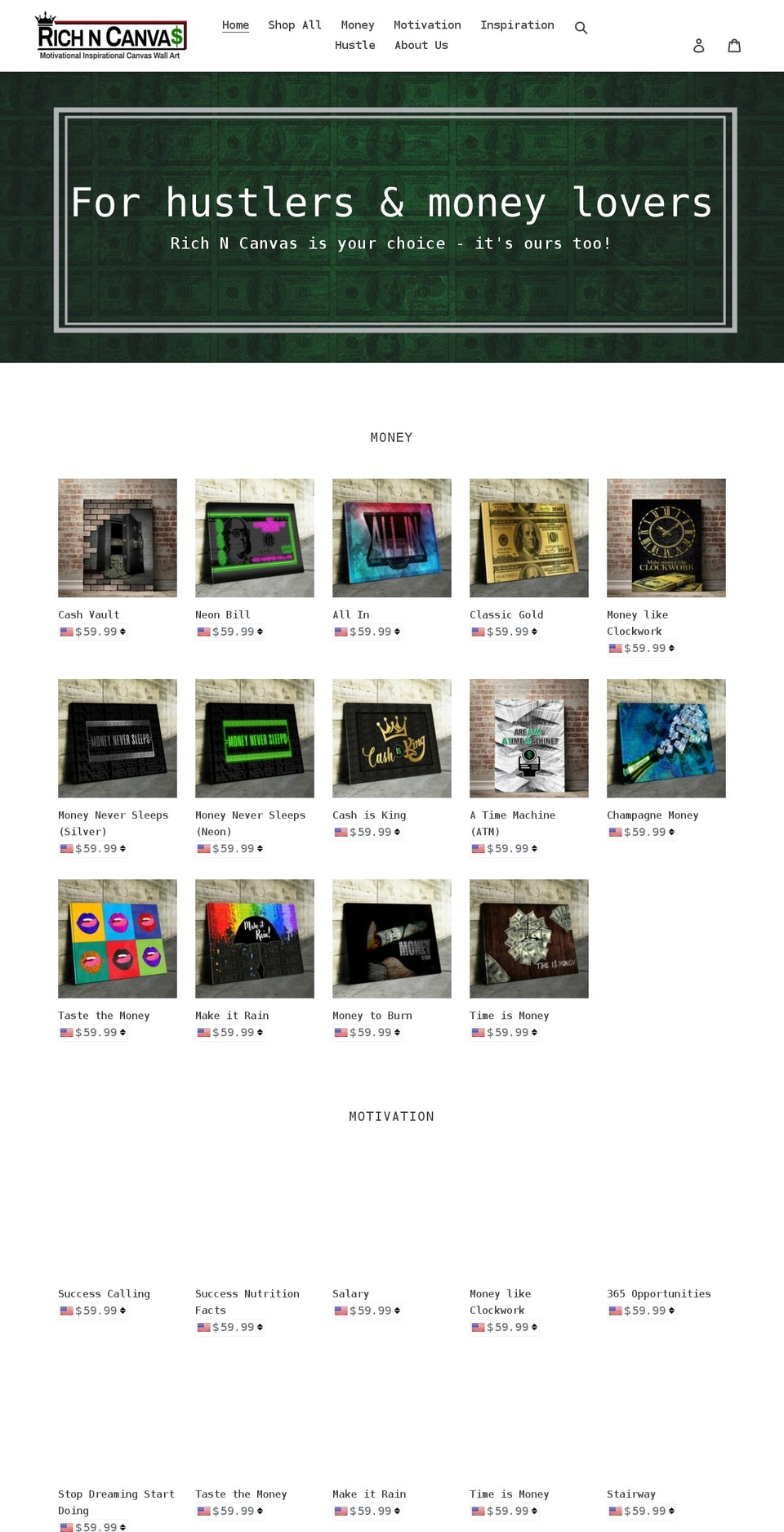 richncanvas.com shopify website screenshot