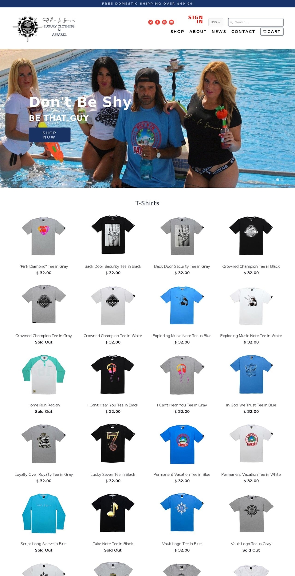 richnfnfamous.com — Shopify storefront screenshot