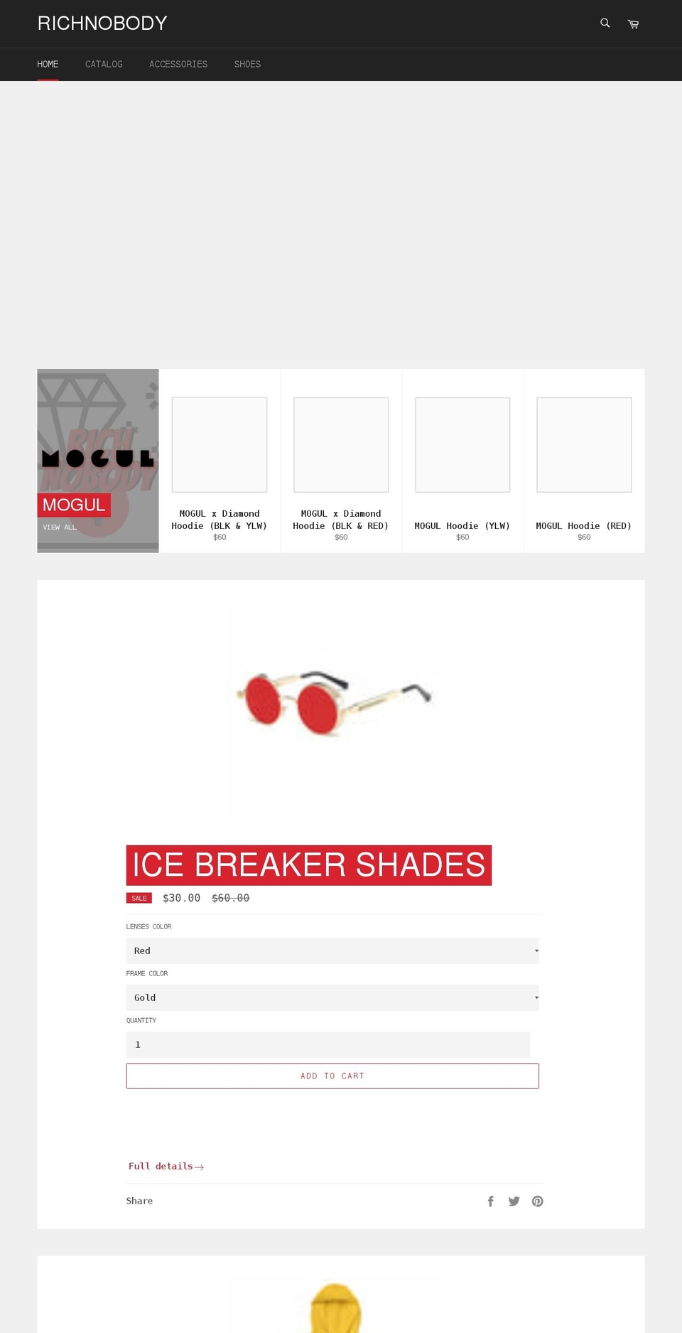 richnobodyclothing.com shopify website screenshot