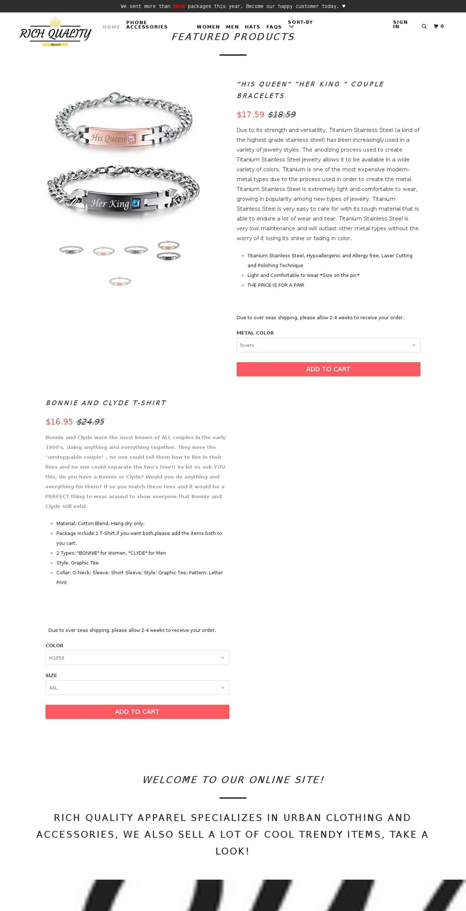 richqualityapparel.com shopify website screenshot