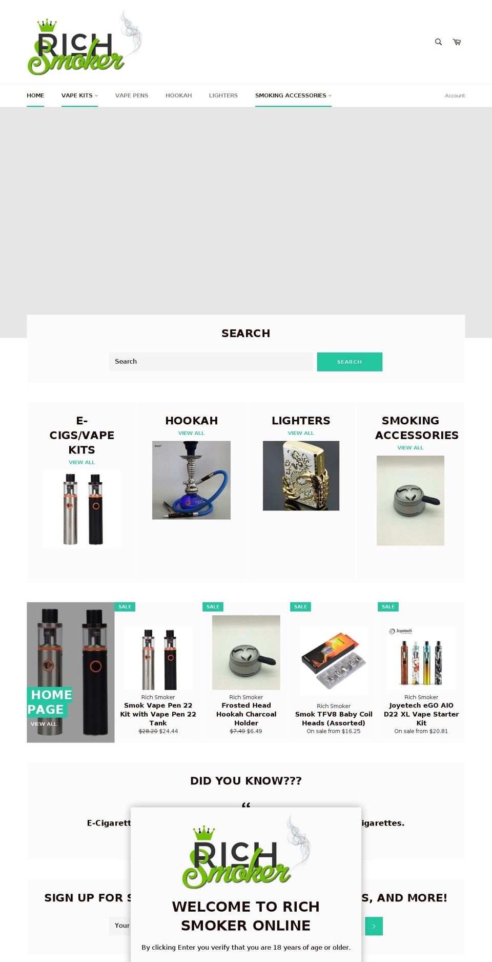 richsmoker.com shopify website screenshot