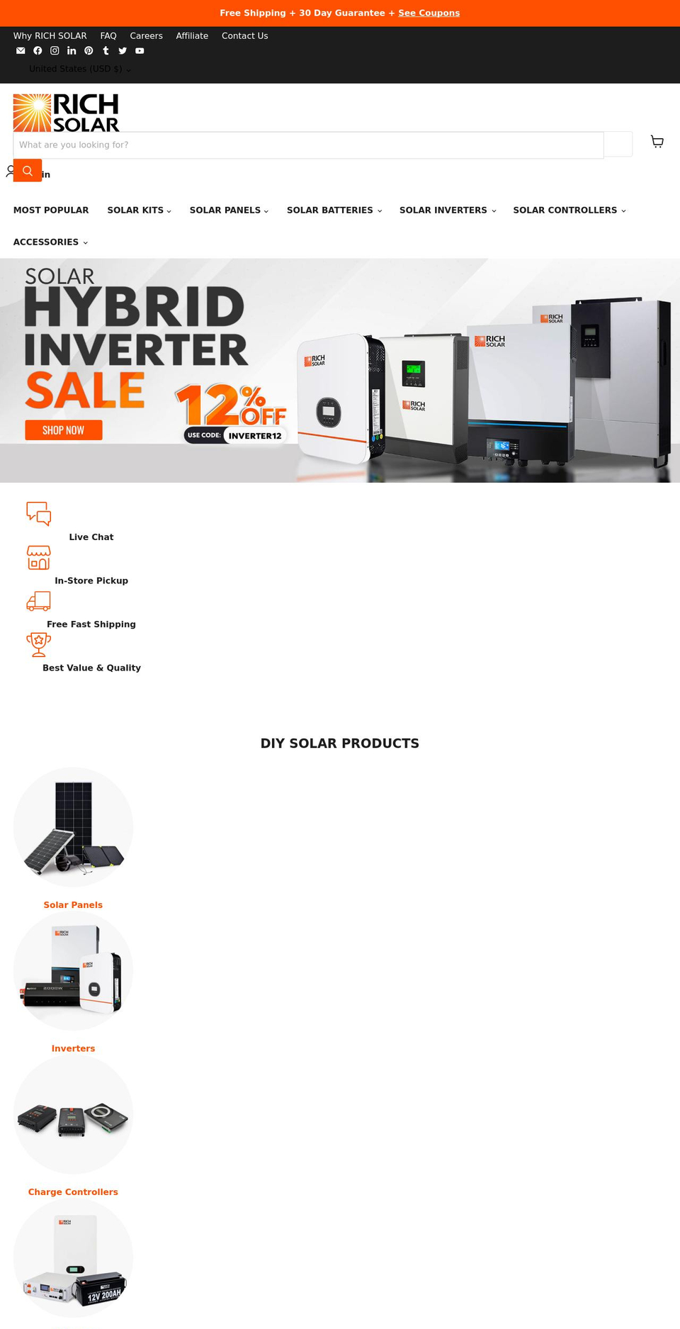 richsolar.com shopify website screenshot