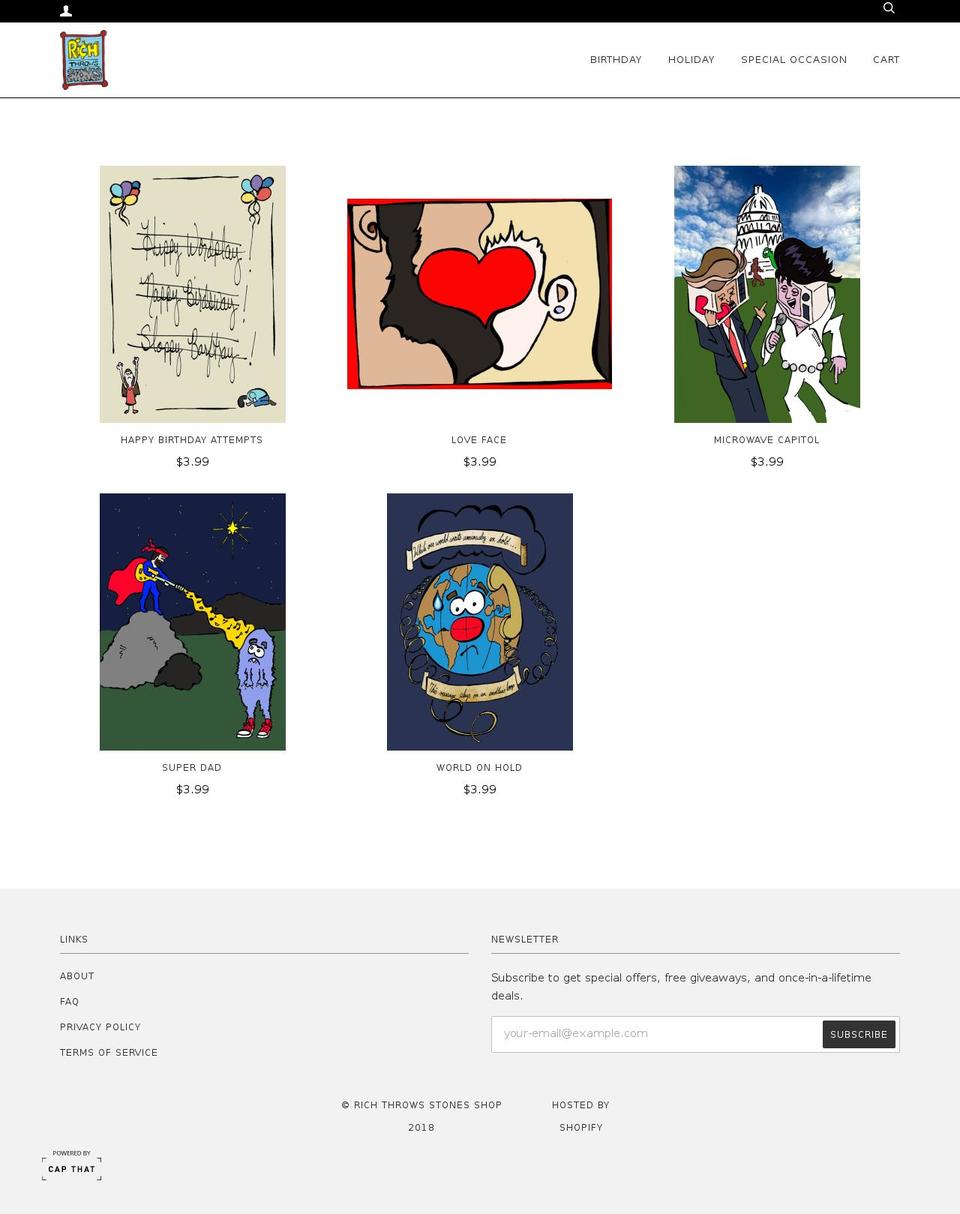 richthrowsstones.com — Shopify storefront screenshot