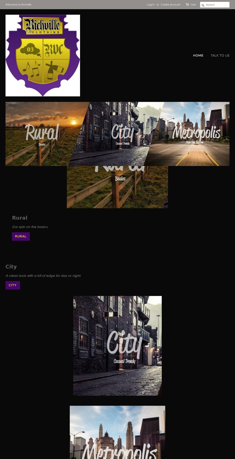 richvilleclothing.com shopify website screenshot