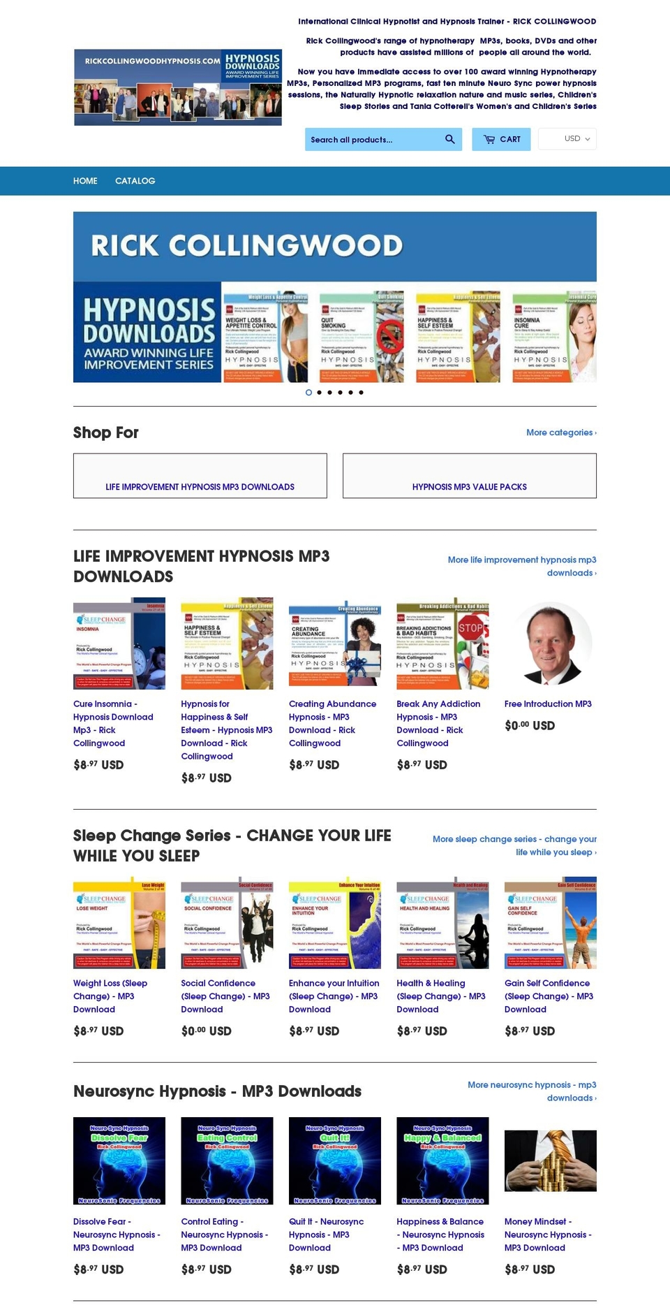 rickcollingwoodhypnosis.com — Shopify storefront screenshot