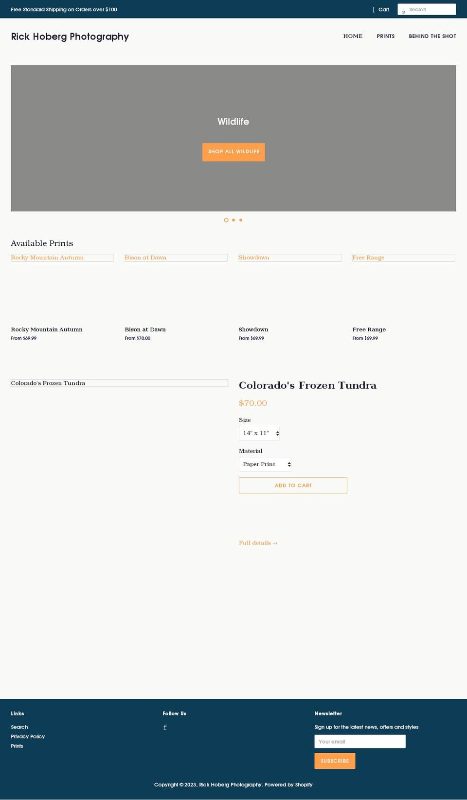 rickhobergphoto.com shopify website screenshot