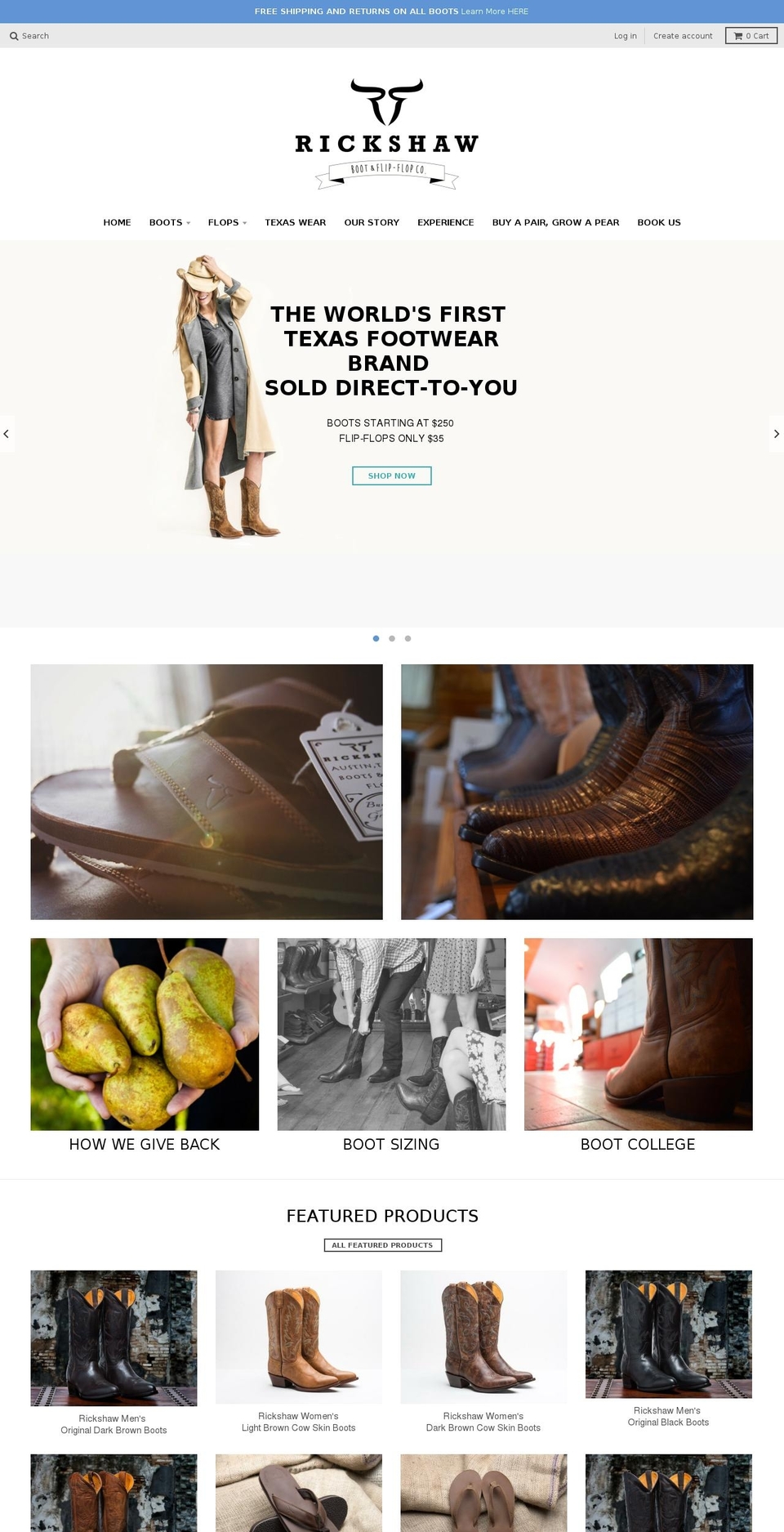 rickshawboots.com shopify website screenshot