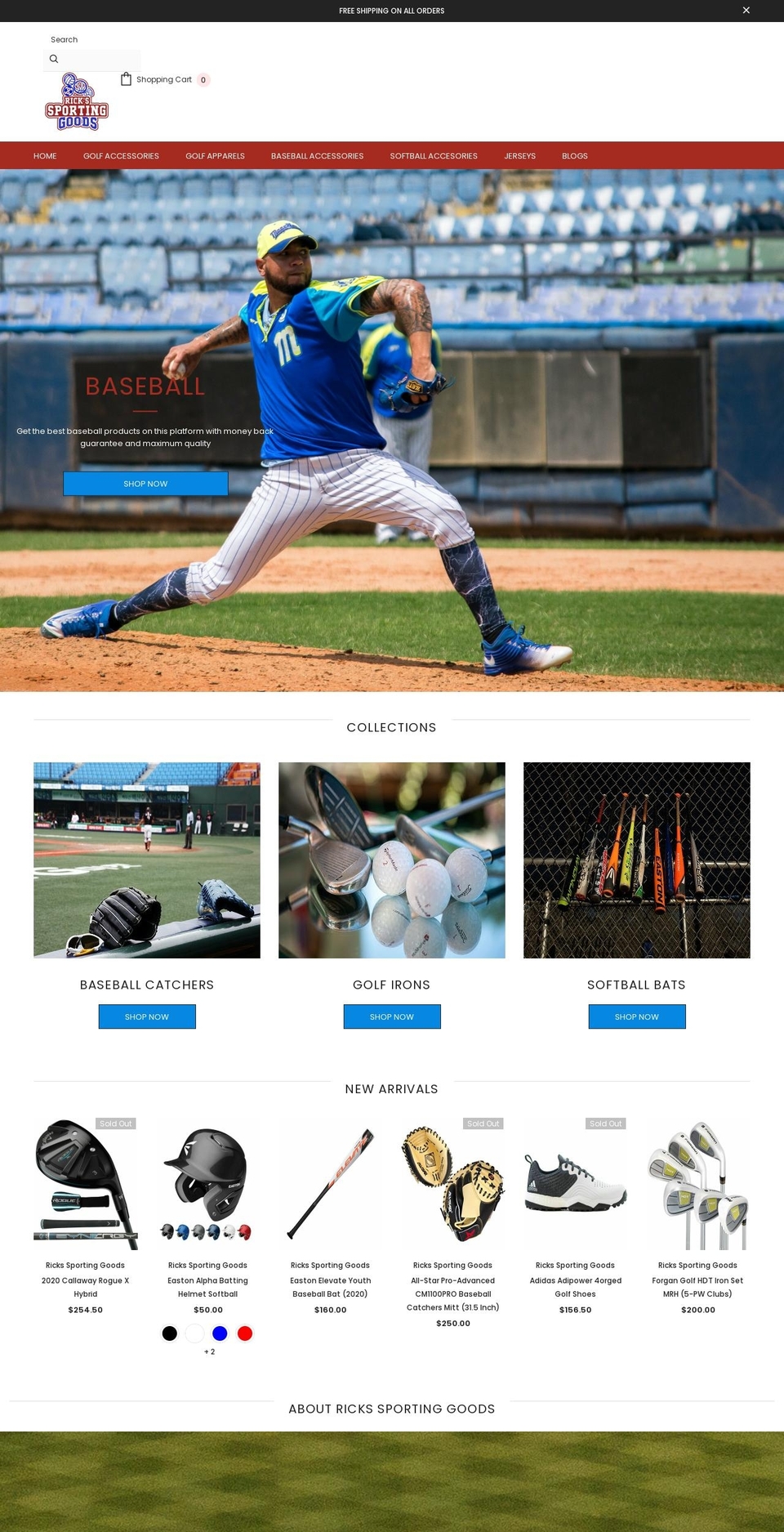 ricksportinggoods.com shopify website screenshot