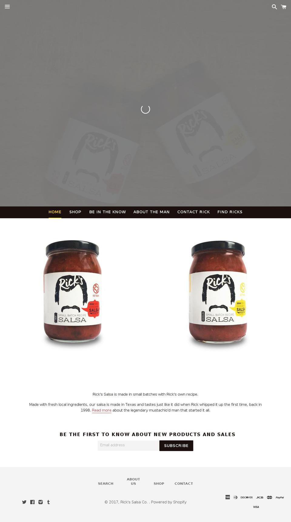 rickssalsa.com shopify website screenshot
