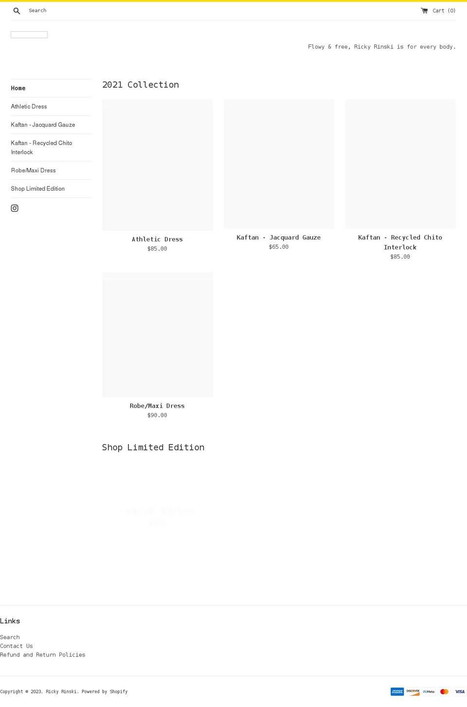 rickyrinski.com shopify website screenshot