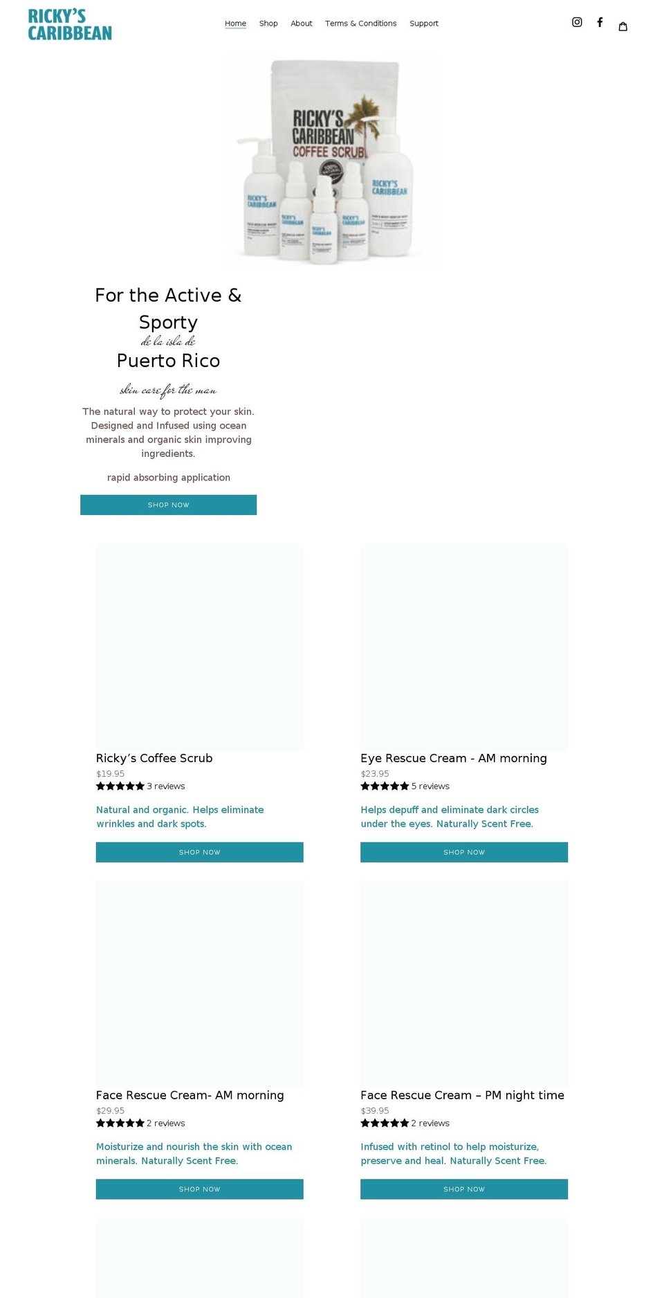 rickyscaribbean.com shopify website screenshot