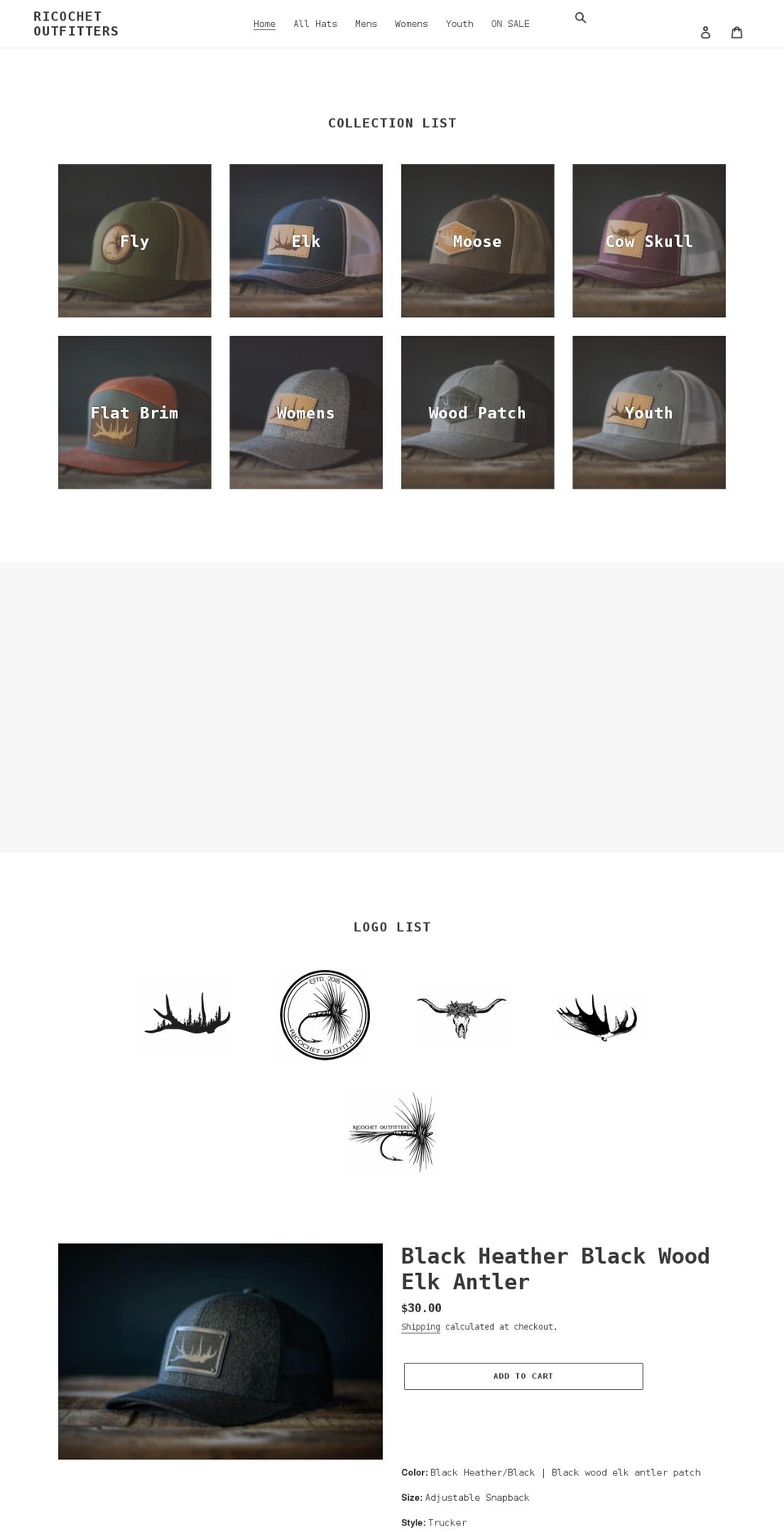 ricochetoutfitters.com shopify website screenshot