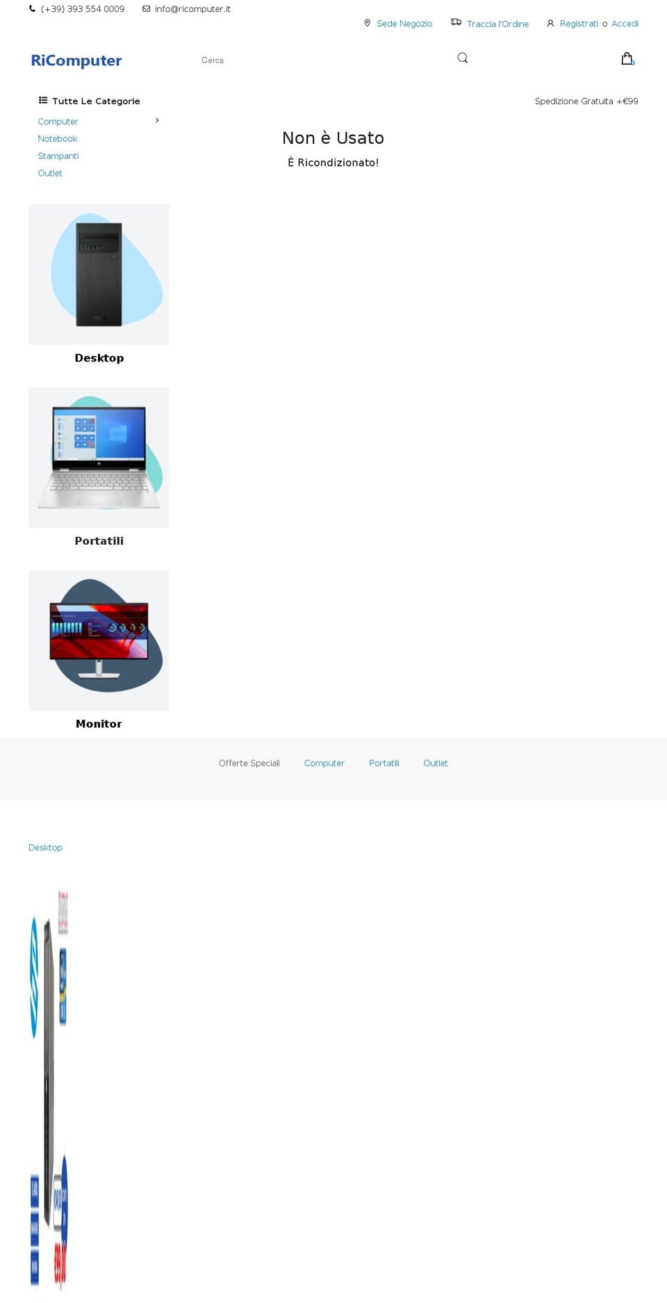 ELECTRO Shopify theme site example ricomputer.it