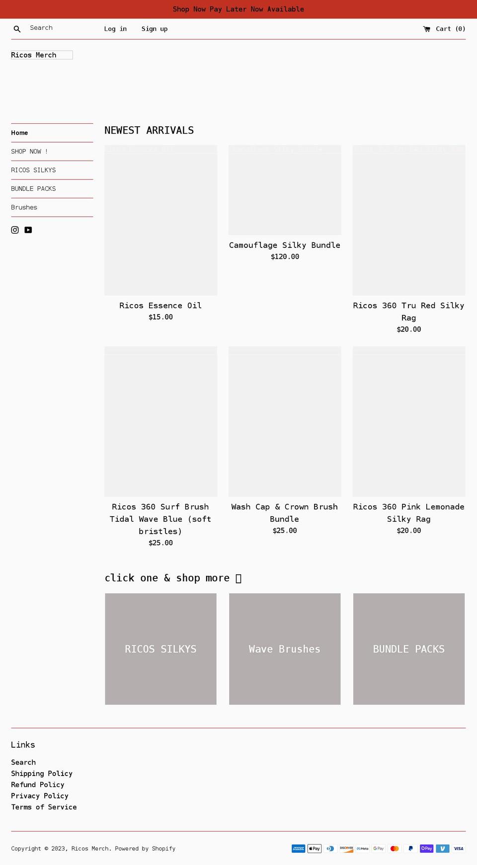ricosmerch.com shopify website screenshot