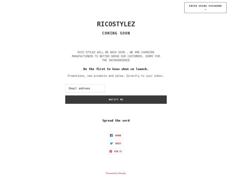 ricostylez.com shopify website screenshot