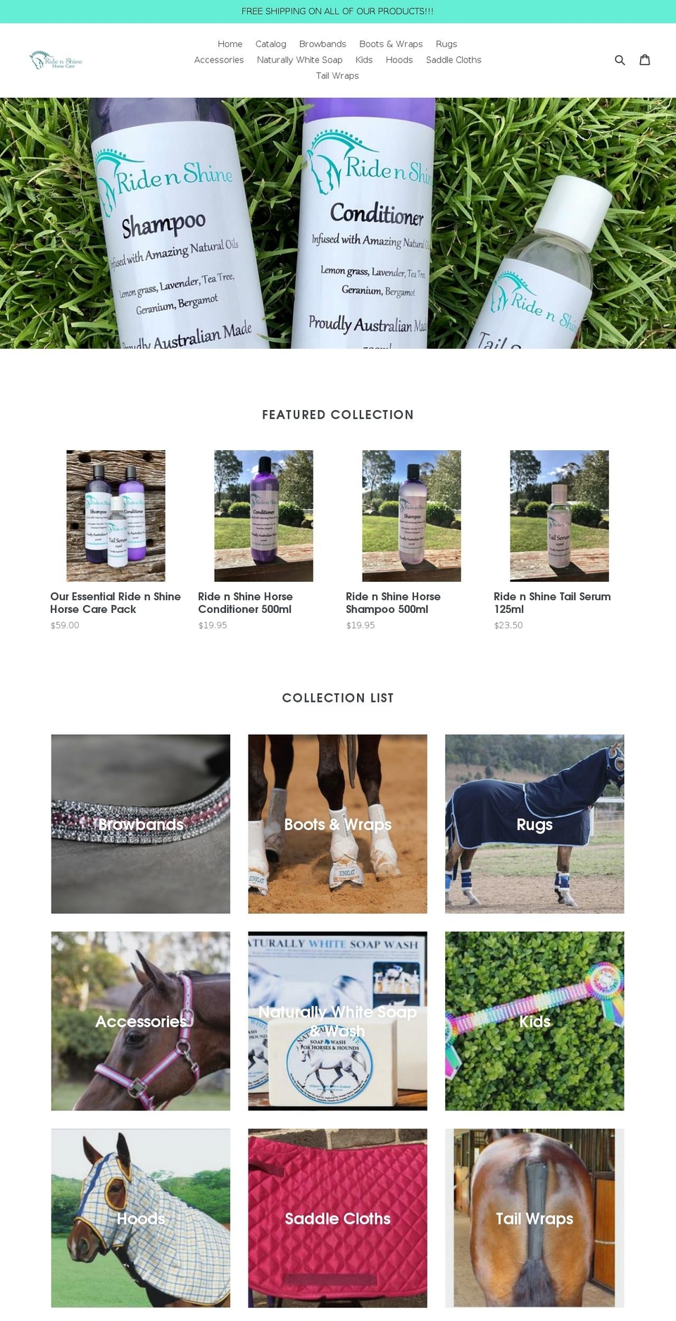 ride-n-shine.com.au shopify website screenshot