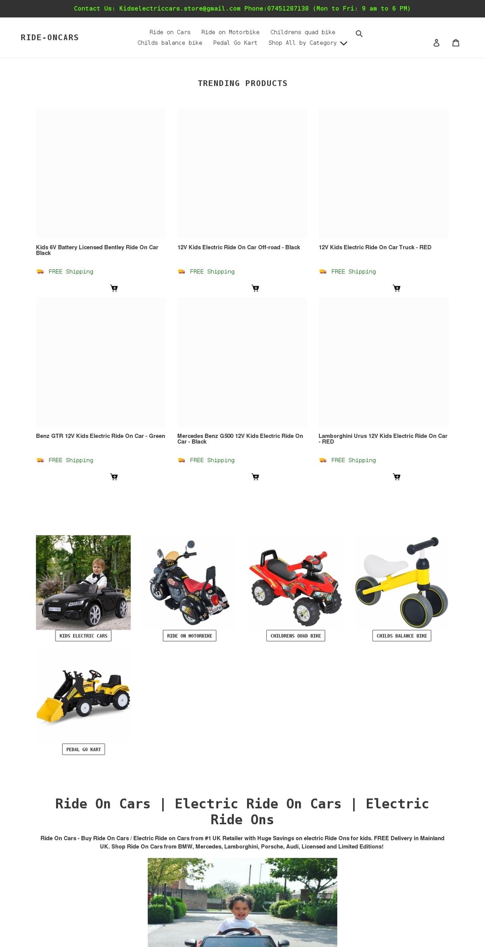 ride-oncars.co.uk shopify website screenshot