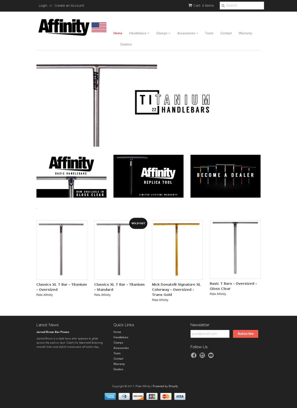 rideaffinity.com shopify website screenshot