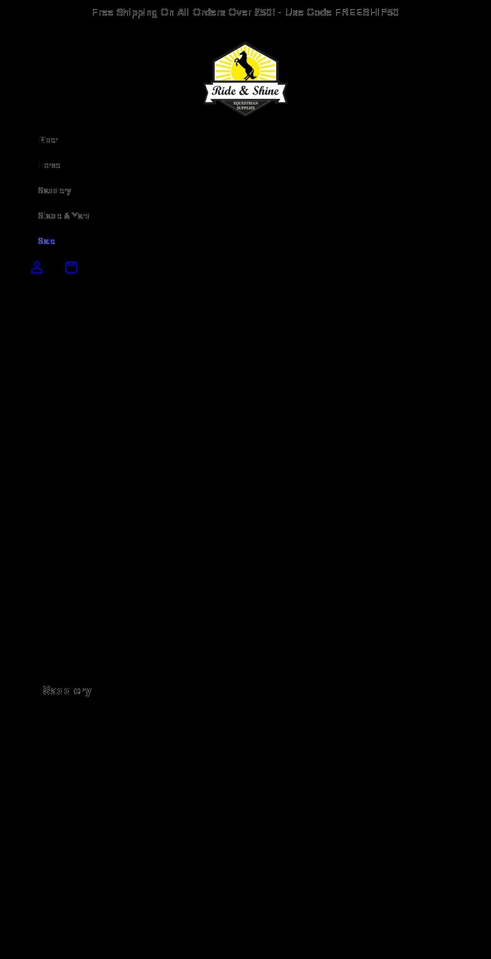 rideandshine-equestrian.co.uk shopify website screenshot