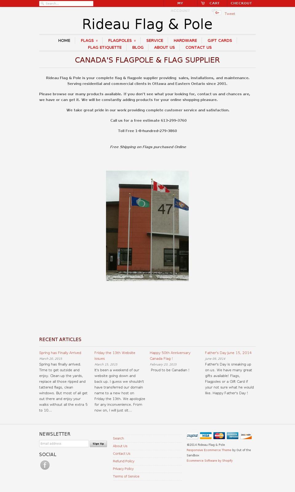 rideauflagpole.ca shopify website screenshot