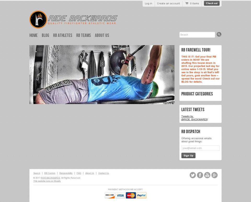 ridebackward.com shopify website screenshot
