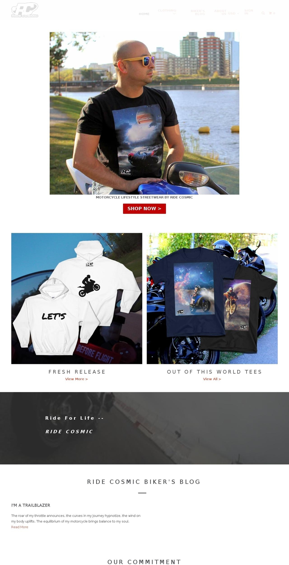 ridecosmic.com shopify website screenshot